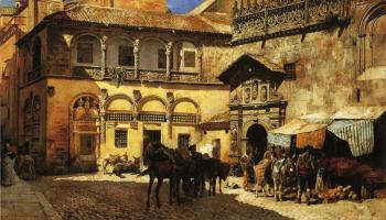 Edwin Lord Weeks : Market Square in Front of the Sacristy and Doorway of the Cathedral Granada